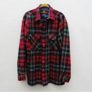 Backpacker Sportswear Mens Large Light Tartan Plaid Flannel Button Up